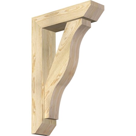 Ekena Millwork Funston Slat Rough Sawn Bracket w/ Offset Brace, Douglas Fir, 6"W x 22"D x 34"H BKT0604X22X34FST06RDF